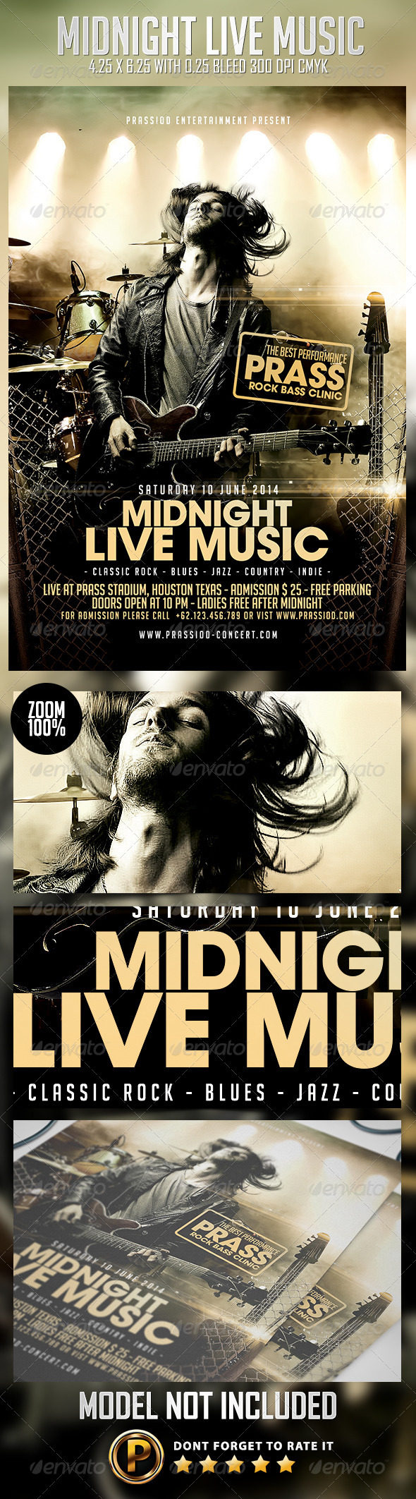 Midnight Live Music Flyer Template - Concerts Events