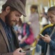 Stylish Man in Looking down at Tablet in Trolleybus - VideoHive Item for Sale