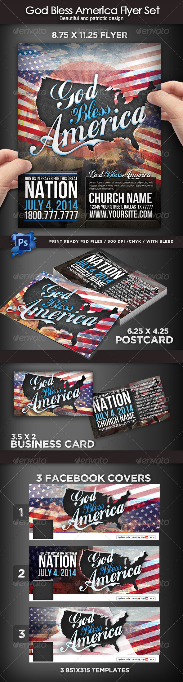God Bless America Flyer Set - Holidays Events