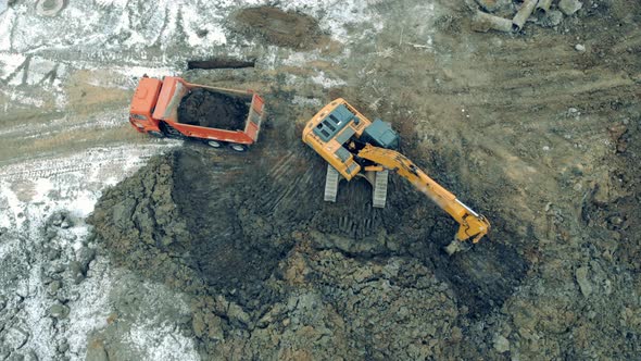 Industrial Excavator Working at a Construction Site alt