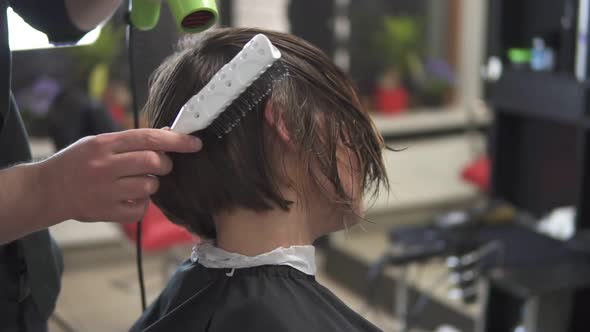 Hairdresser with Hair Dryer at Work alt