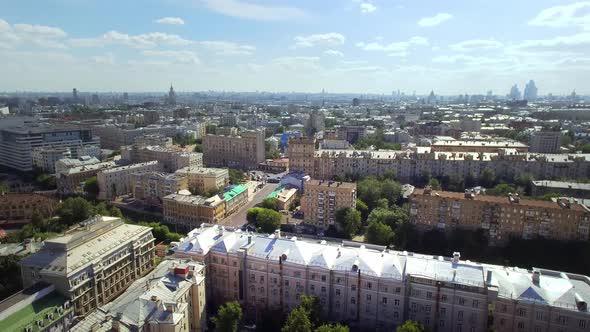 Moscow Cityscapes District at Summer Aerial View