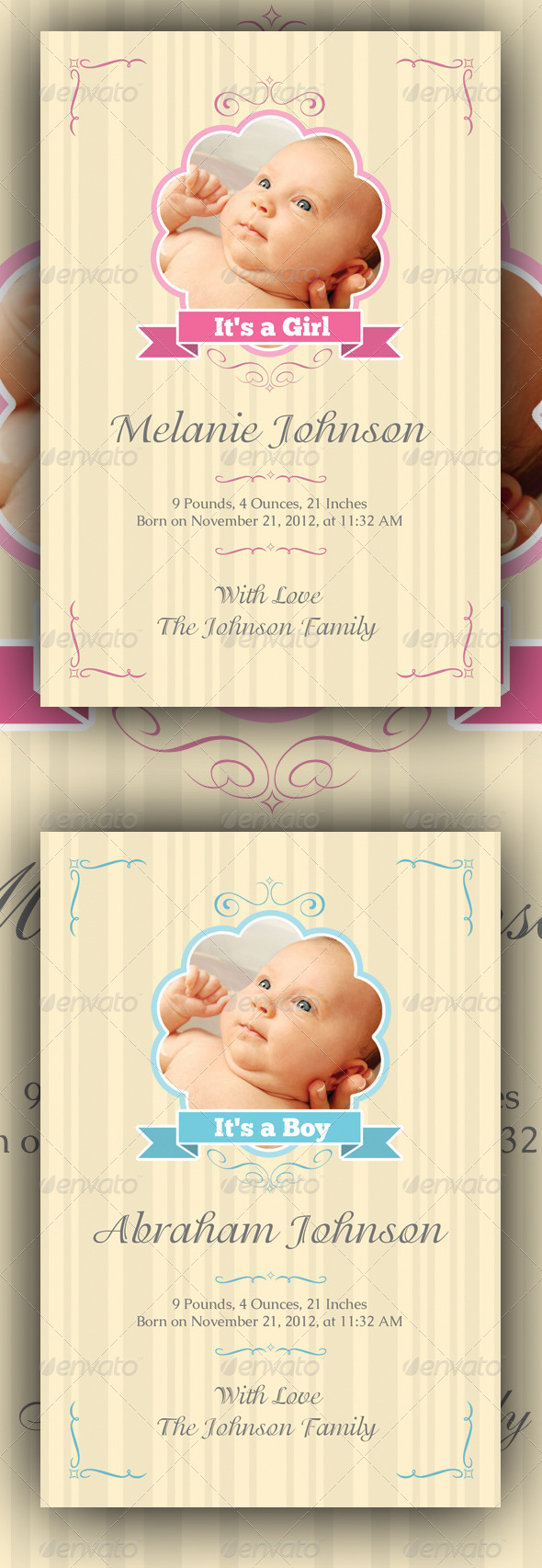 Baby Announcement Cards v1 - Family Cards & Invites