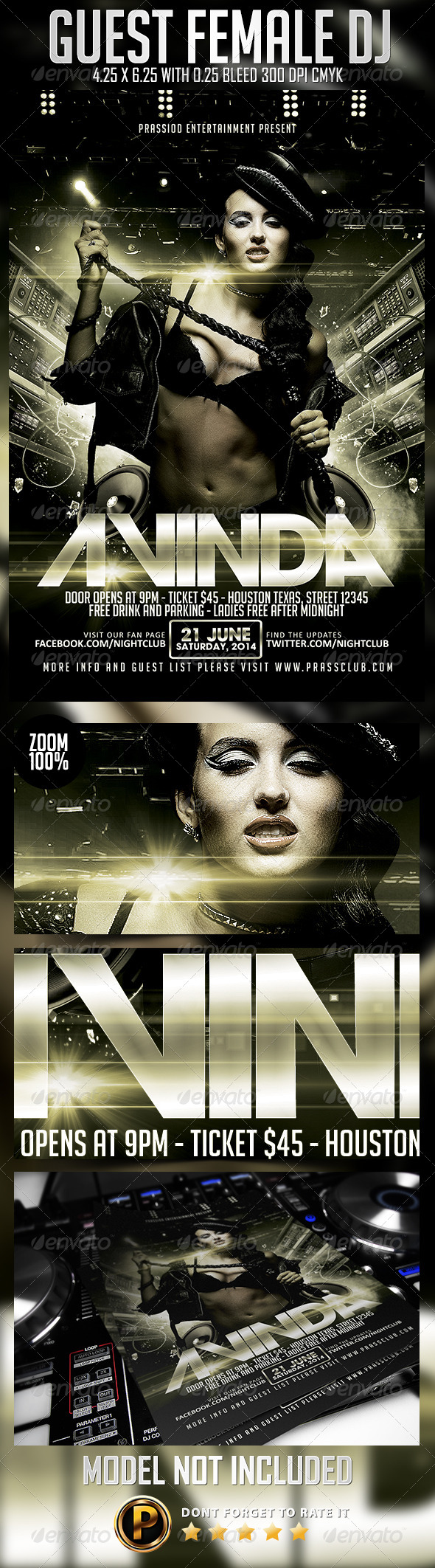 Guest Female DJ Flyer Template - Clubs & Parties Events