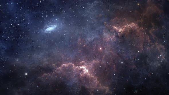 Space Nebula With Galaxy