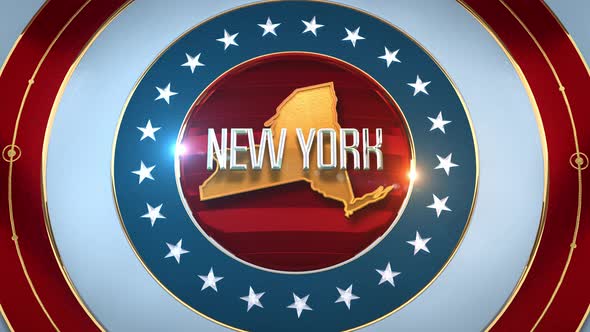 New York United States of America State Map with Flag 4K alt
