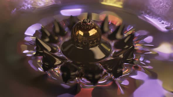 Ferrofluid. Beautiful Colors and Fantastic Shapes. Close-up.