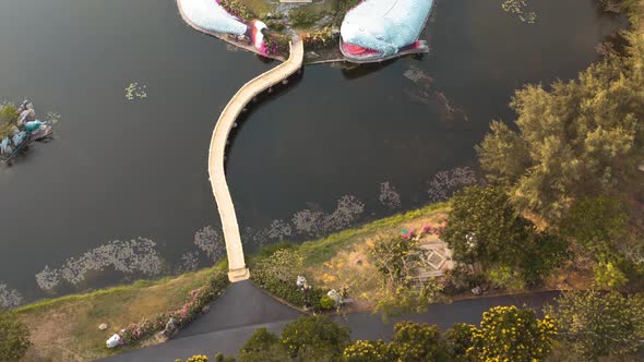 Ancient City, Muang Boran, Aerial Footage, in Bangkok, Thailand alt