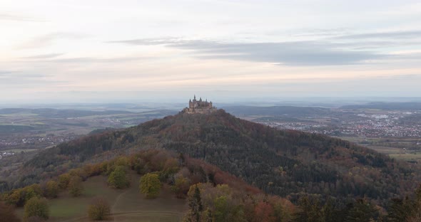 Day to night time lapse view of Hohenzollern Castle, Germany