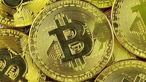 Bitcoin rotating, BTC Cryptocurrency Coins, Blockchain technology