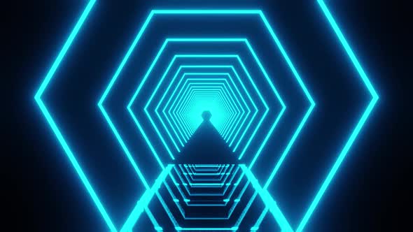 Vj Loop Of The Hexagon Heon Blue Background With Mirrored Floor HD alt