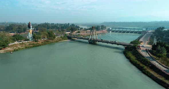 Aerial View of Haridwar Along with River Ganges India. 