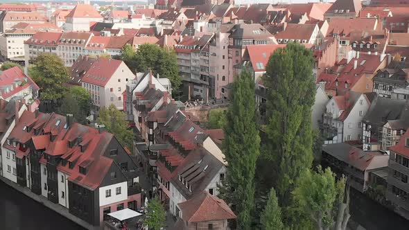 Aerial Panoramic View of Nurnberg Medieval German Town From Drone ...