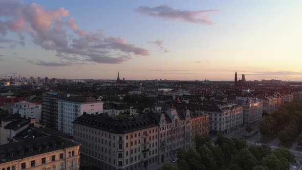 Aerial View of Stockholm Skyline at Sunset