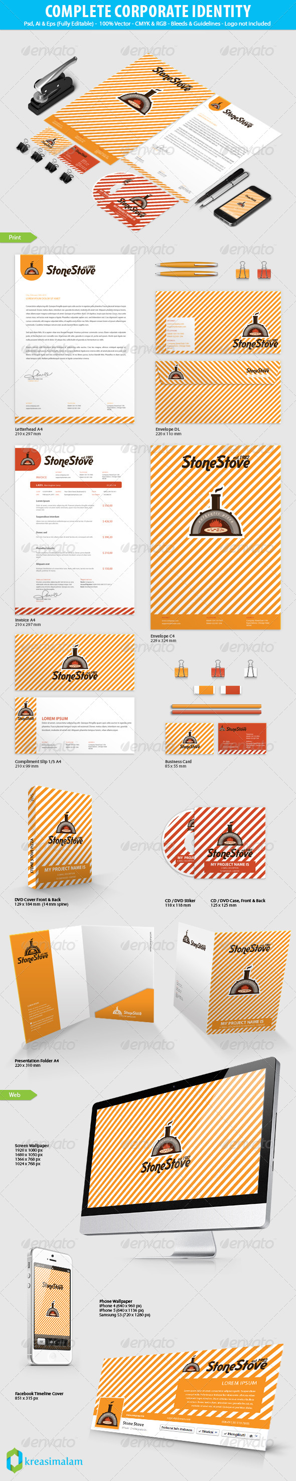 Stone Stove Pizza Corporate Identity - Stationery Print Templates
