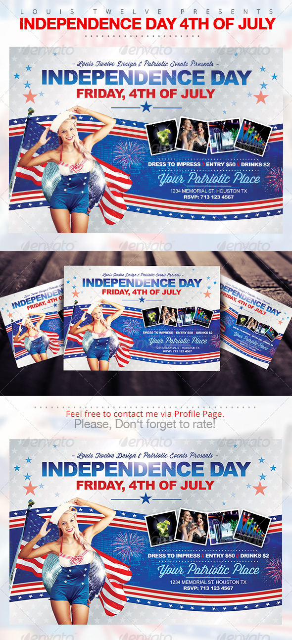 Independence Day 4th of July | Horizontal Flyer - Clubs & Parties Events