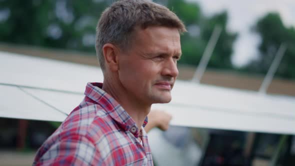 Portrait Pilot Standing Wing Airplane Looking Sky alt