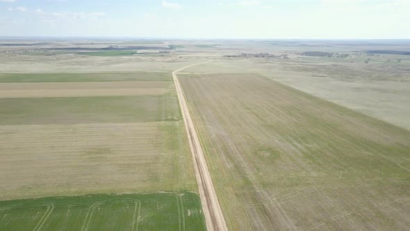 Aerial view of farmlands on Eastern Plains in the Spring. alt