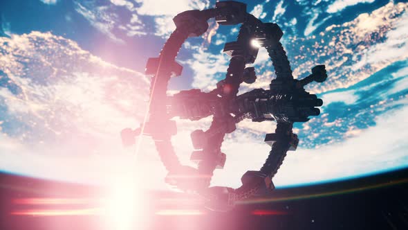 UFO Spaceship Hovering in the Sky Elements Furnished By NASA alt