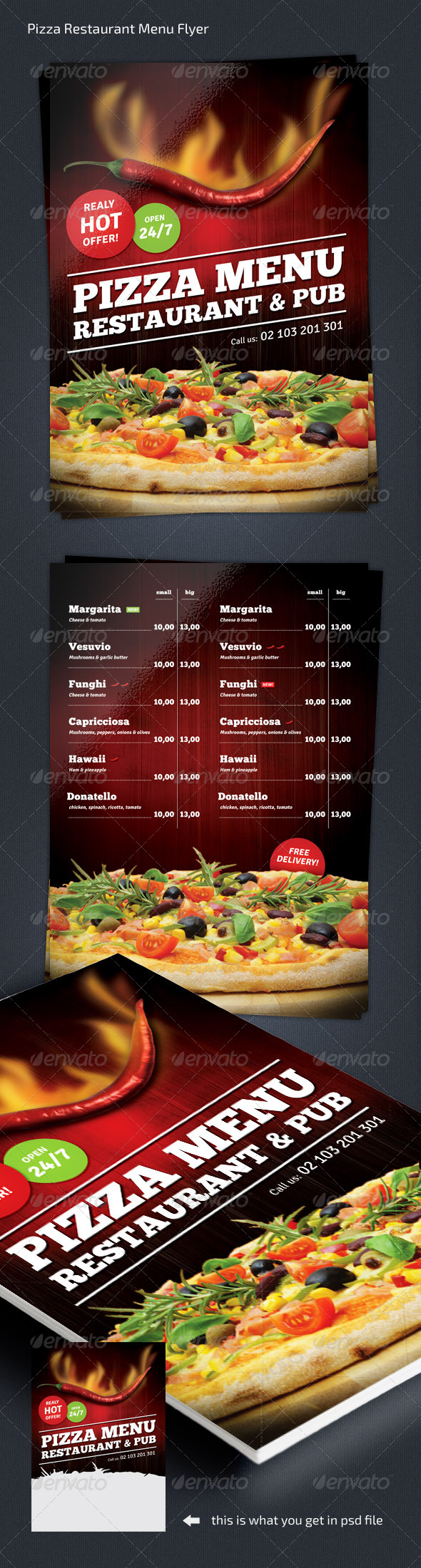 Pizza Restaurant Menu Flyer A4, Print Templates GraphicRiver