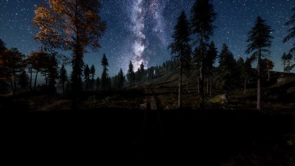 The Milky Way Above the Railway and Forest alt