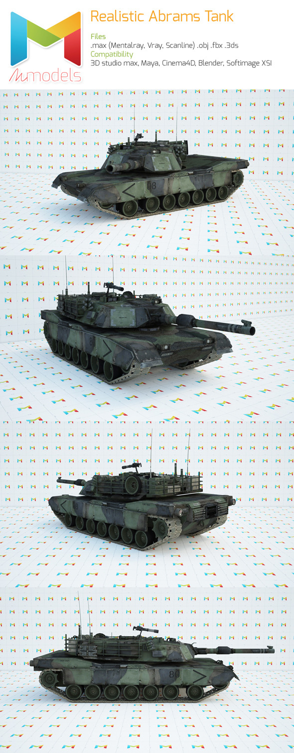 Realistic Abrams Tank - 3Docean 7932773