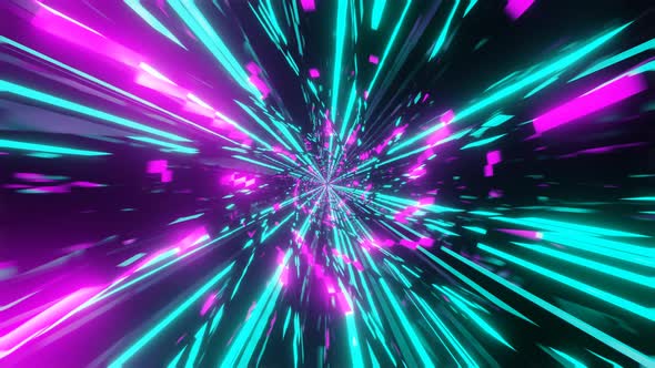 Abstract Scifi Animation Flying or Jumping Into Hyperspace Tunnel