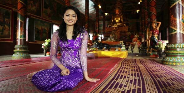 Asian Girl Praying In Temple - Cambodia 10 alt