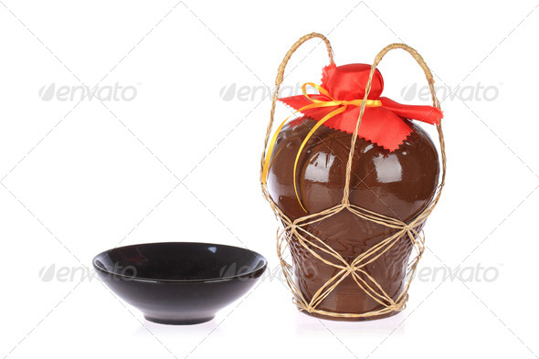 rice wine jar and ceramic bowl