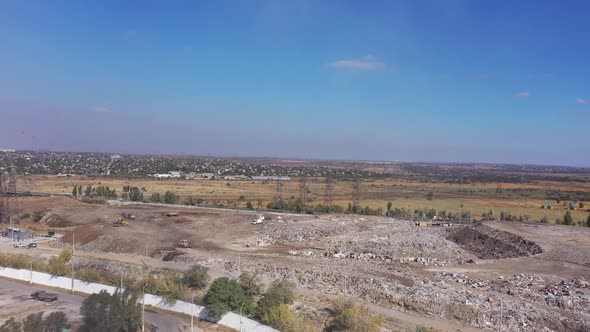 City garbage dump aerial view