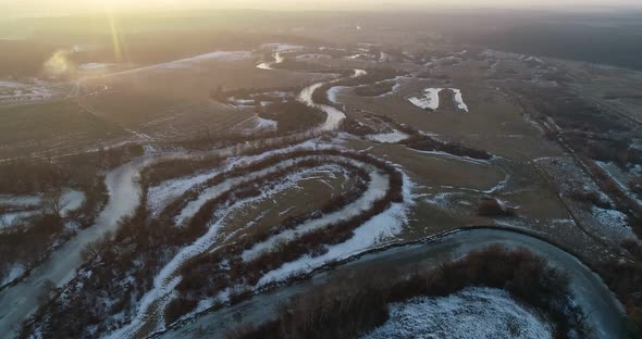 Frozen River At Sunset alt