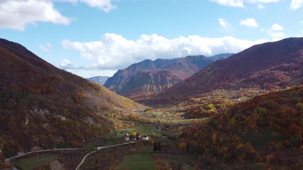 Panorama Of Autumn Mountain Village - 4K