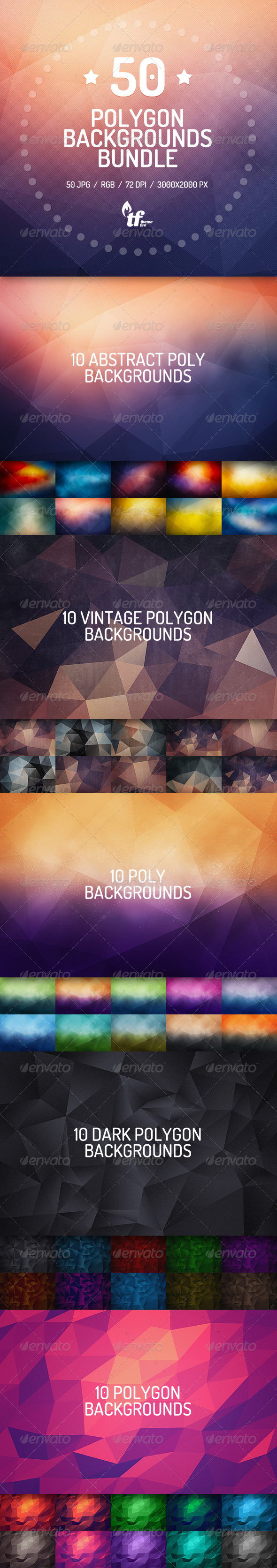 50 Polygon Backgrounds Bundle