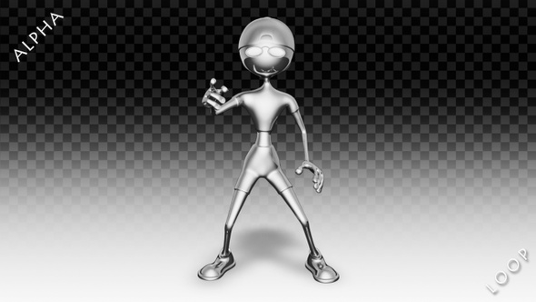 3D Silver Man - Cartoon Hello Dance alt