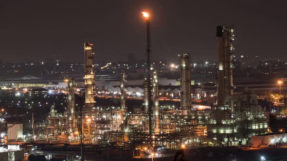 Footage B Roll of Timelapse oil refinery factory industrial. time lapse oil refinery