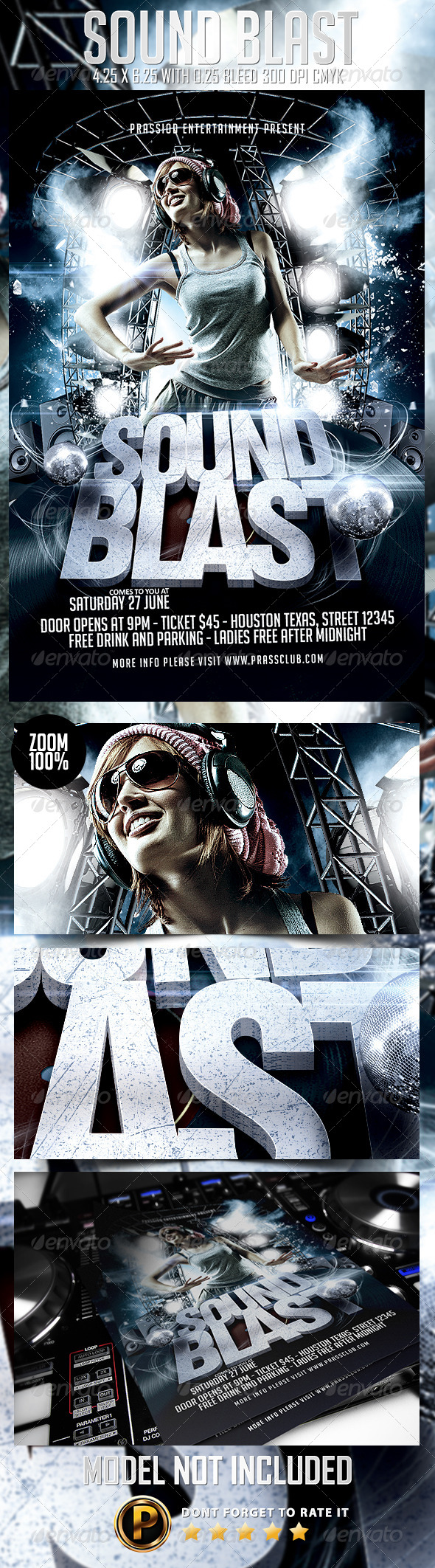Sound Blast Flyer Template - Clubs & Parties Events