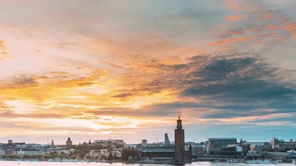 Stockholm, Sweden. Skyline Cityscape Famous View Of Old Town Gamla Stan In Summer Evening. Famous alt