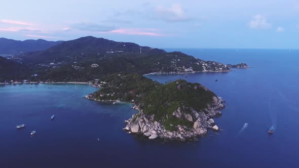 Aerial View On Thailand Island At Sunset  alt