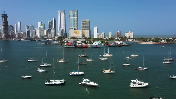 Yacht Parking in the Cartagena Bay Colombia Aerial View