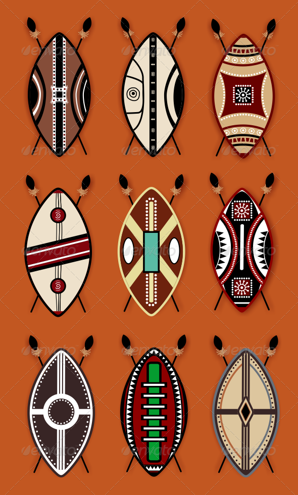 Masai Shield Vector Designs by ragerabbit | GraphicRiver