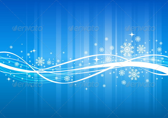 Blue Winter Background With Abstract Wave - Seasons/Holidays Conceptual