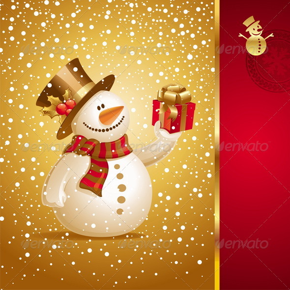 Christmas Design - Snowman With Gift - Christmas Seasons/Holidays