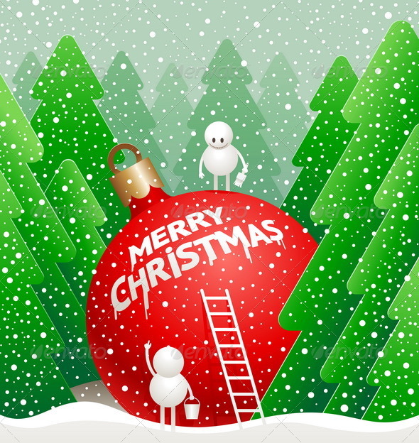 Christmas Illustration - Snowman write a greeting - Christmas Seasons/Holidays