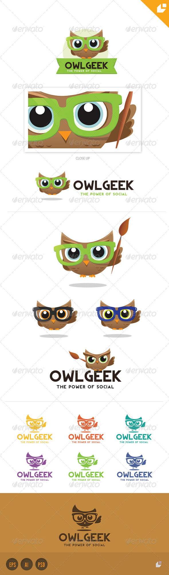 Owl Geek Logo - Crests Logo Templates
