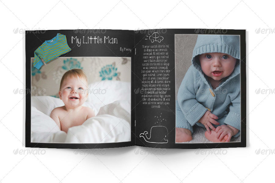 Kids Chalkboard Photo Album by crew55design GraphicRiver