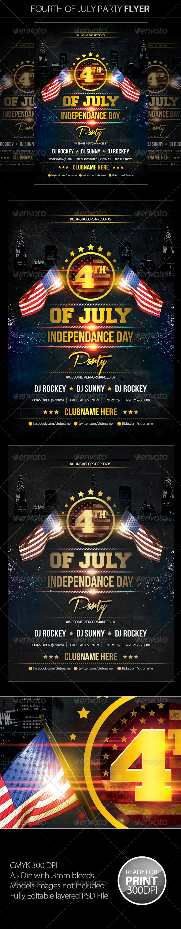 Fourth of July Party Flyer - Clubs & Parties Events