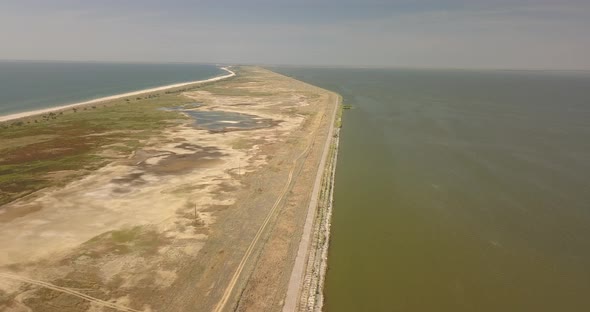 Aerial View of Tuzly Estuary National Nature Park Near By Black Sea Coast Ukraine alt