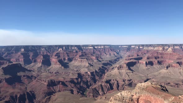 South Rim of the Grand Canyon in Arizona panning left. alt