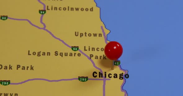 Pushpin On A Map Of Chicago 02