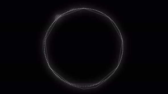 Abstract White Audio Ring Equalizer on a Black Background